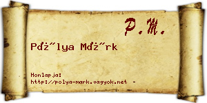 Pólya Márk névjegykártya
